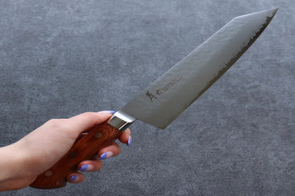 Sakai Takayuki VG5 ลายค้อนตี มีด Kiritsuke Gyuto มีดทำครัวญี่ปุ่น 190mm ด้ามไม้ Pakka wood สีน้ำตาล