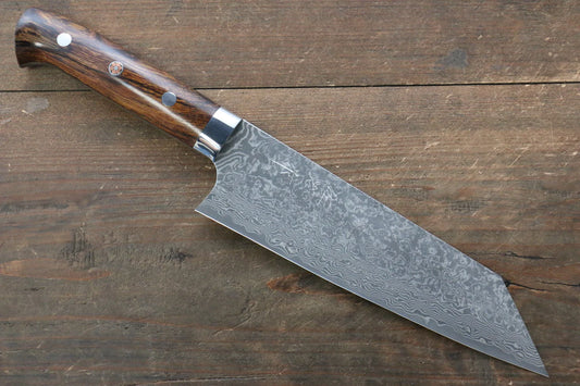 Takeshi Saji R2/SG2 ดามัสกัสดำ มีดสำหรับการใช้งานได้ทั่วไป Bunka มีดทำครัวญี่ปุ่น 180mm ด้ามต้นไอรอนวููด