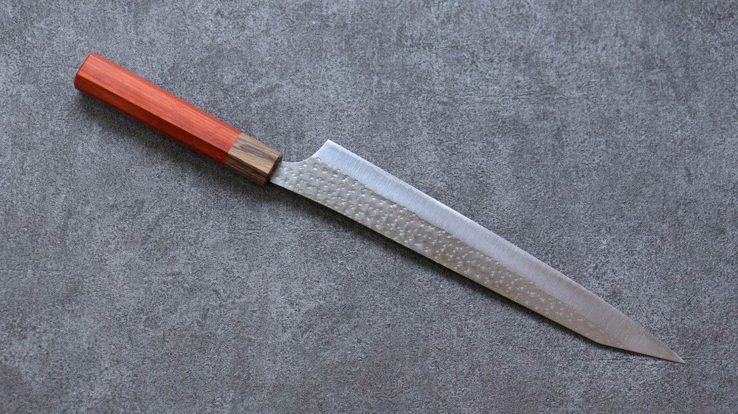 Yu Kurosaki Senko Ei R2/SG2 ลายค้อนตี มีดเลาะเอ็น Sujihiki มีดทำครัวญี่ปุ่น 270mm ด้ามไม้ประดู่