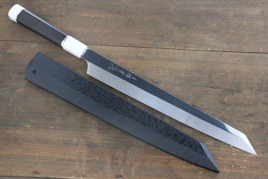 Sakai Takayuki Ginryu Honyaki Swedish Steel (เหล็กสวีเดน) ขัดขึ้นเงากระจก มีด Kengata Yanagiba มีดทำครัวญี่ปุ่น 300mm ด้ามไม้มะเกลือ มีฝัก (ปลอก) มีด