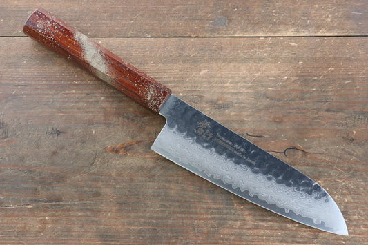 Sakai Takayuki VG10 ดามัสกัส 33 ชั้น มีด Santoku มีดทำครัวญี่ปุ่น 170mm ด้ามไม้โอ๊กเคลือบ (Seiren)