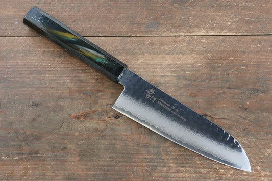 Sakai Takayuki VG10 ดามัสกัส 33 ชั้น มีด Santoku มีดทำครัวญี่ปุ่น 170mm ด้ามไม้โอ๊กเคลือบ (Saiu)