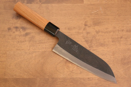 Tsukasa Hinoura Tamahagane Kurouchi มีด Santoku มีดทำครัวญี่ปุ่น 165mm ด้ามCerasus jamasakura