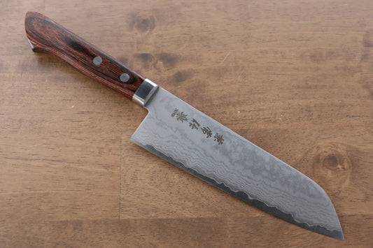 Kanetsune VG1 ดามัสกัส 17 ชั้น มีด Santoku มีดทำครัวญี่ปุ่น 165mm มะฮอกกานีด้าม